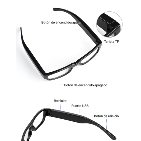 Gafas One Power con Mini Cámara Espía HD 4K + Micro SD