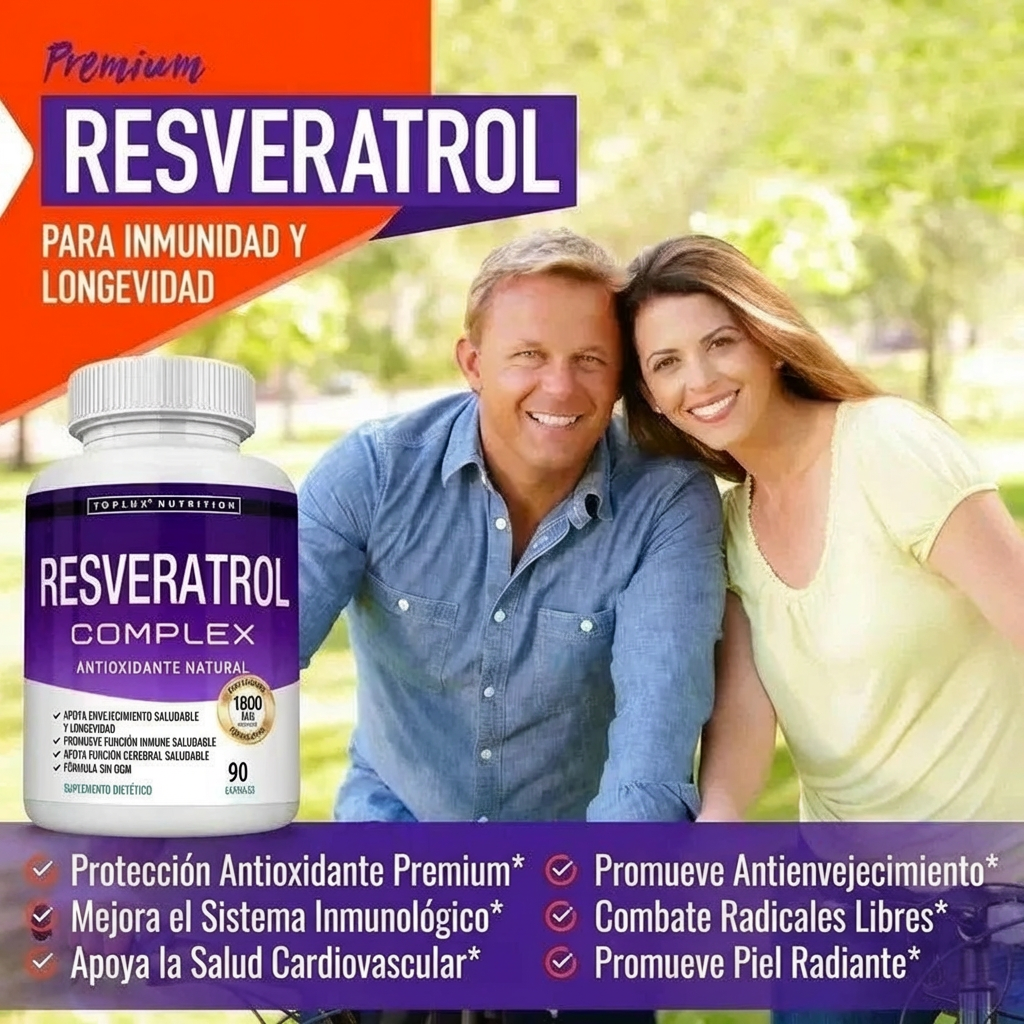 Resveratrol 1800mg – Antioxidante Natural para Energía, Juventud y Bienestar