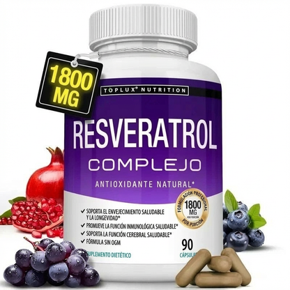 Resveratrol 1800mg – Antioxidante Natural para Energía, Juventud y Bienestar