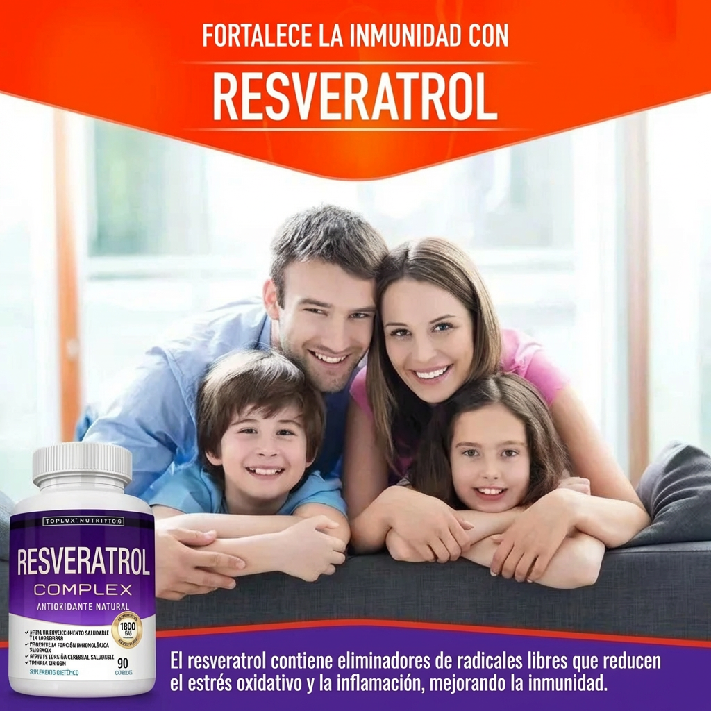 Resveratrol 1800mg – Antioxidante Natural para Energía, Juventud y Bienestar